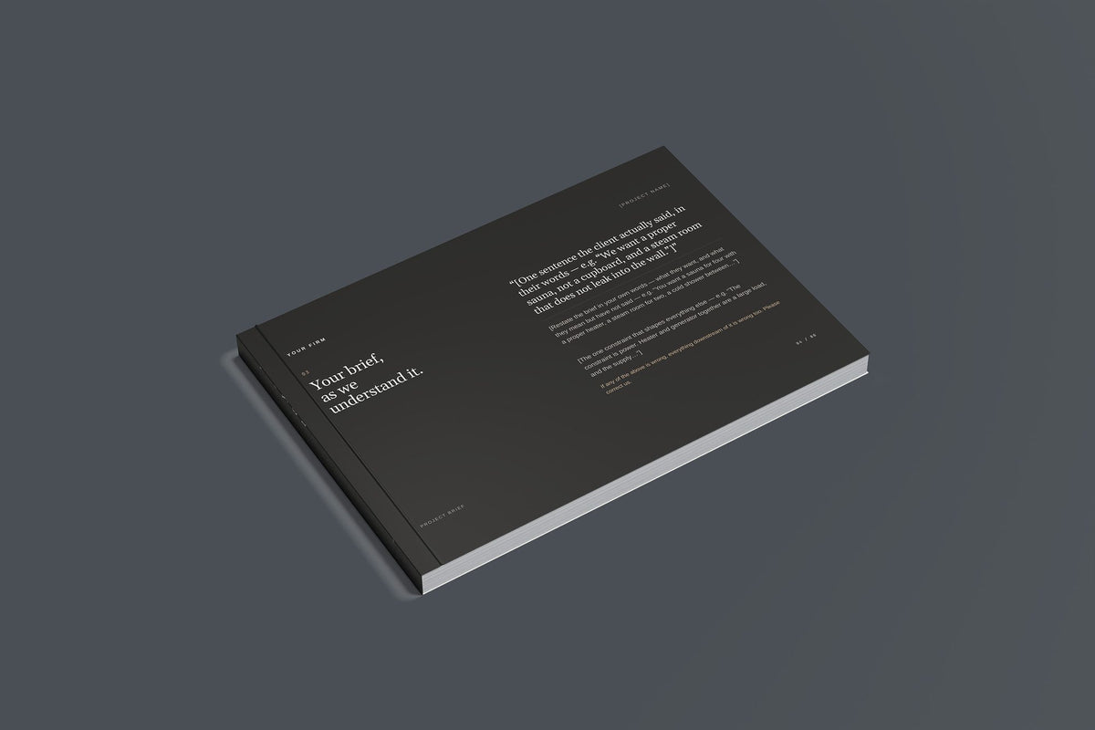 Sauna and Steam Room Client Package, Standard colourway, closed magazine mockup