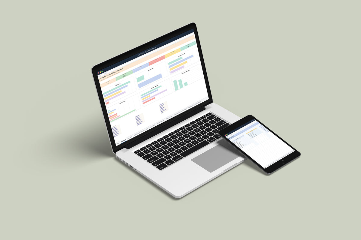 Task Tracker 2.0 - Scaffolding Excel template on a MacBook and iPad