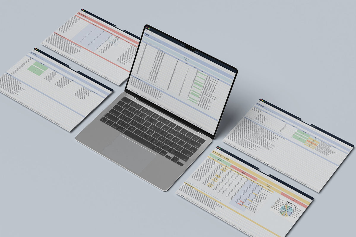 Service Contract Profitability Excel template, Visit Log tab on a laptop screen