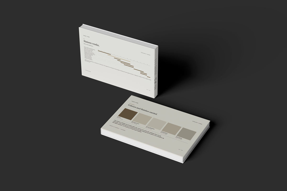 Shopfitting Client Package, Oat colourway, floating books mockup