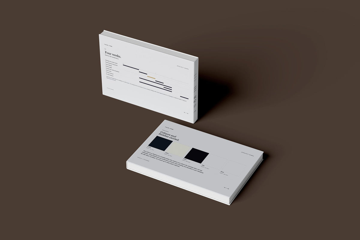 Signwriting and Gilding Client Package, Slate colourway, floating books mockup