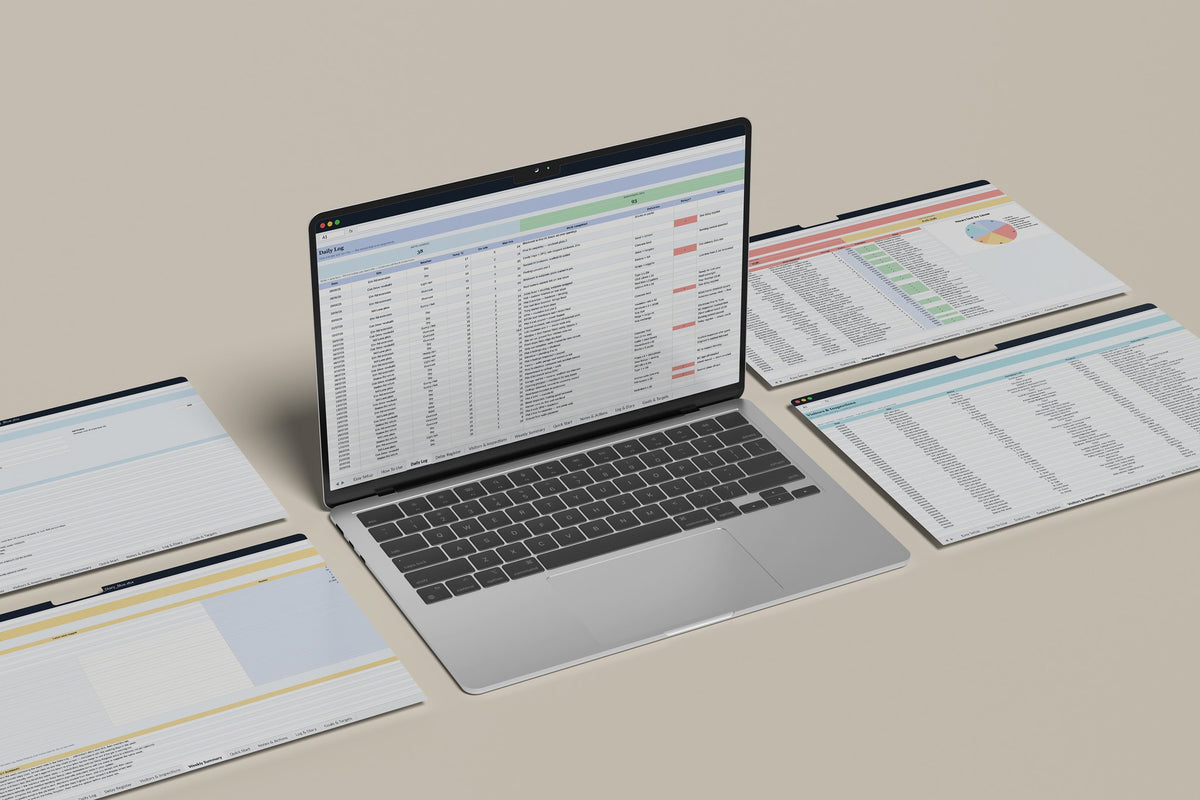 Site Diary Excel template, Daily Log tab on a laptop screen