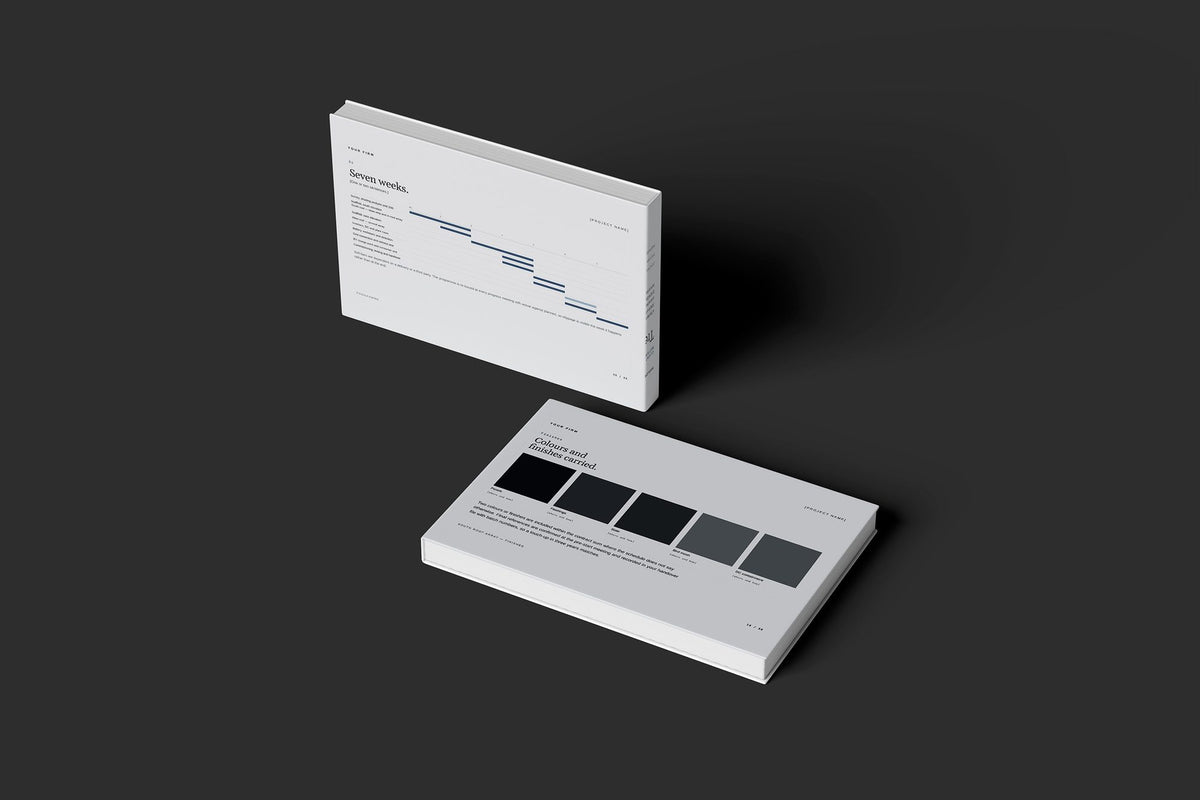 Solar and Battery Client Package, Slate colourway, floating books mockup