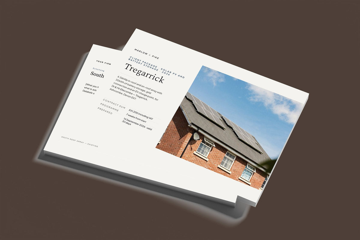 Solar and Battery Client Package, Standard colourway, stacked books mockup