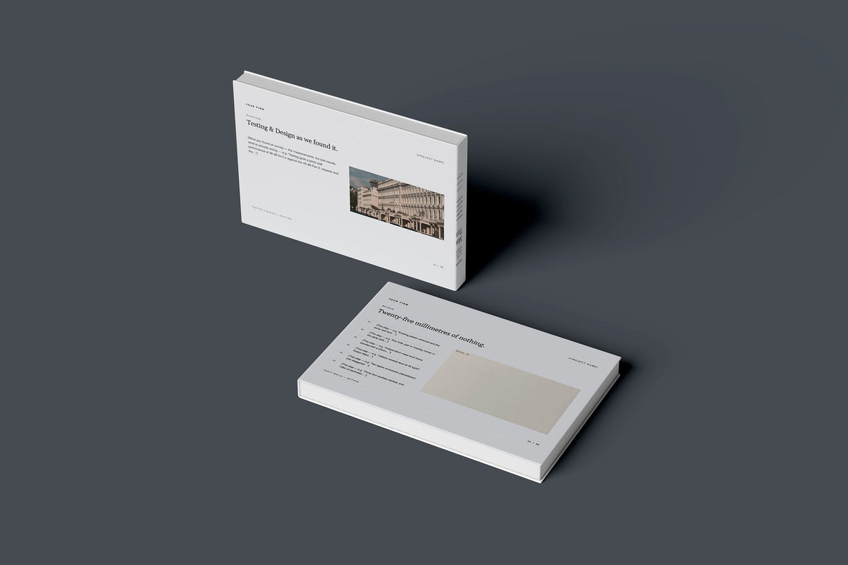 Soundproofing Client Package, Slate colourway, floating books mockup