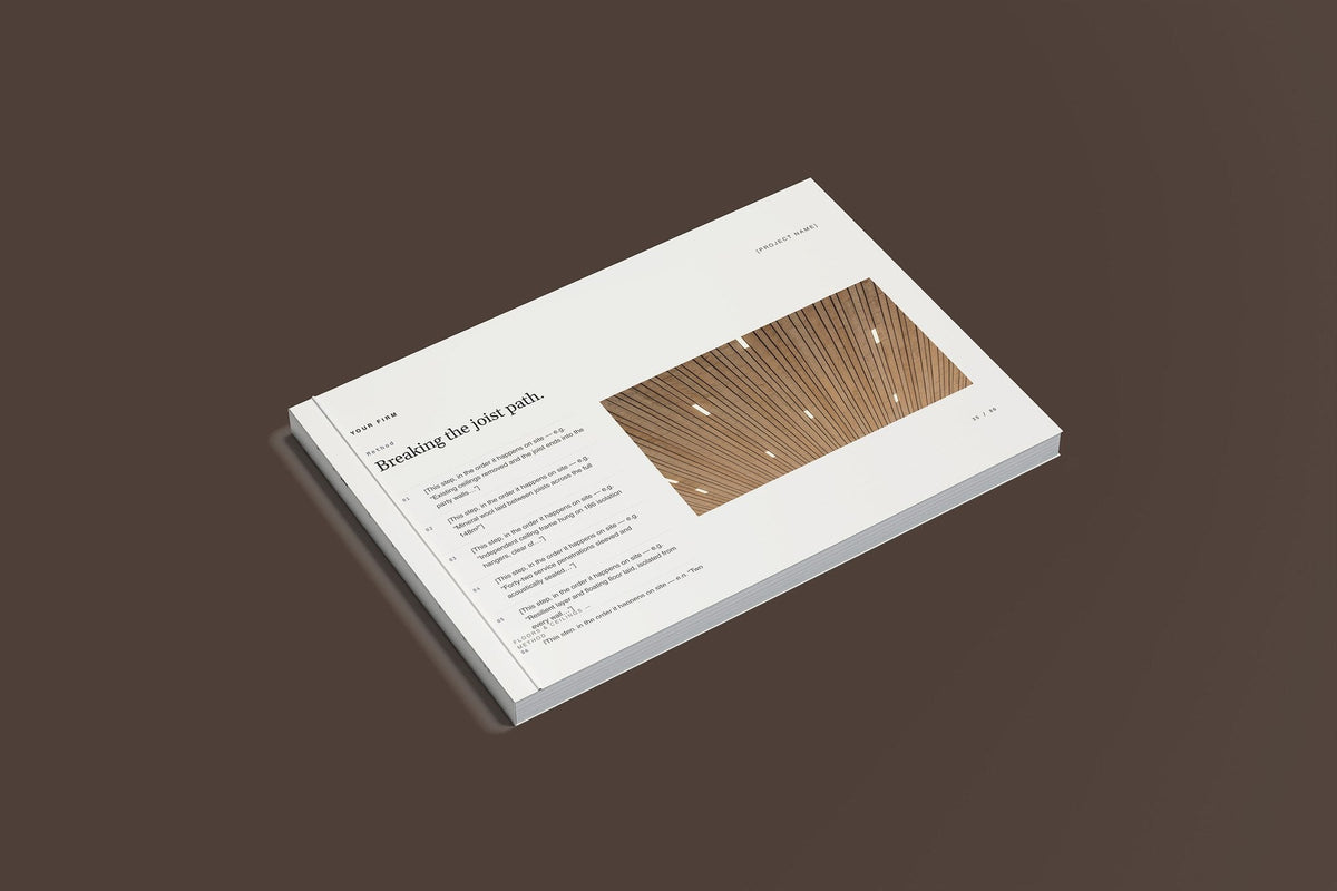 Soundproofing Client Package, Standard colourway, closed magazine mockup