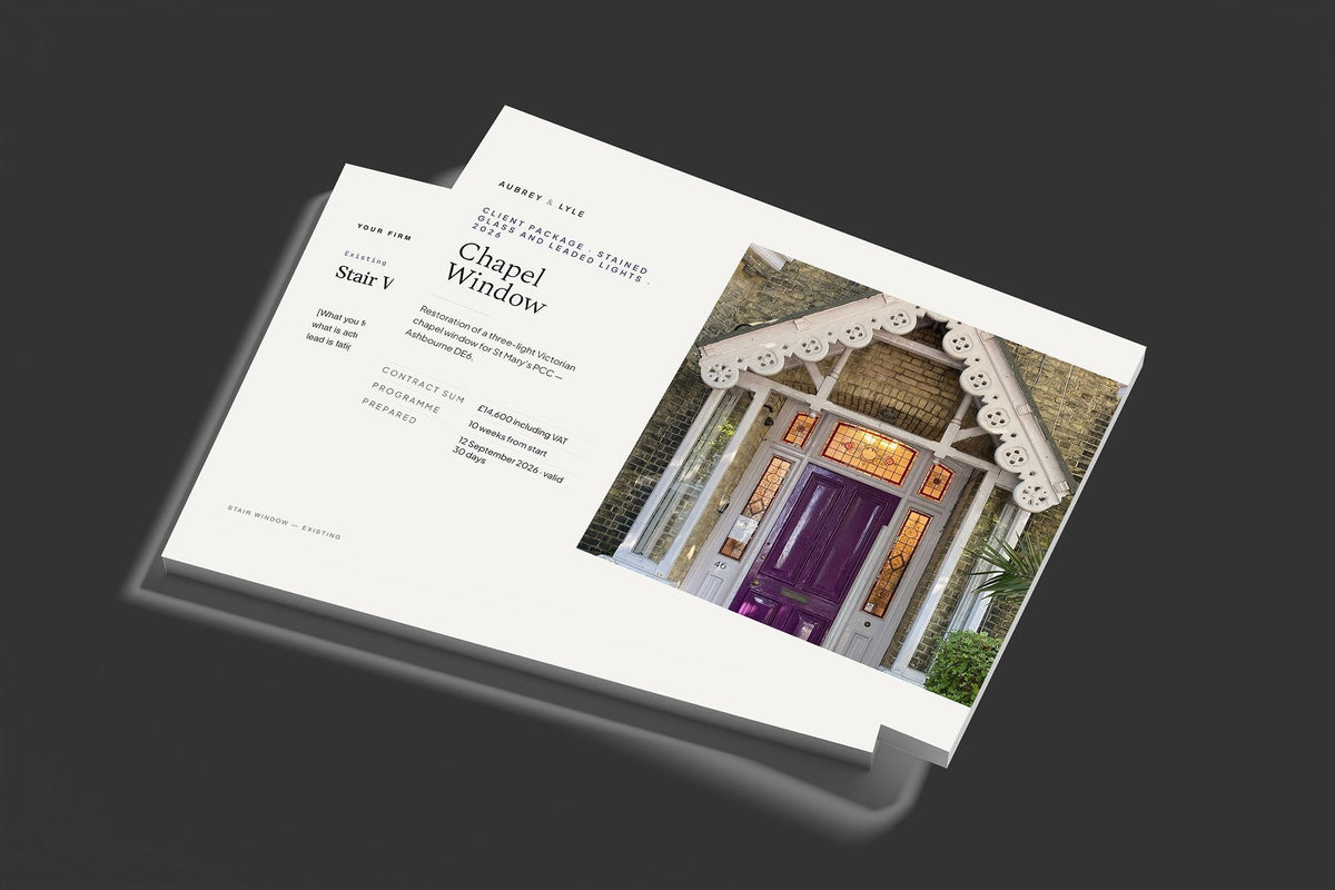 Stained Glass and Leaded Lights Client Package, Standard colourway, stacked books mockup