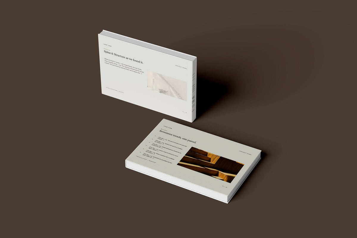 Staircase Client Package, Oat colourway, floating books mockup