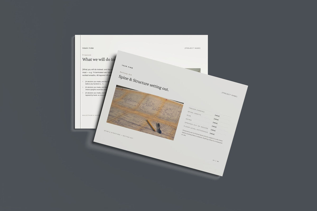 Staircase Client Package, Standard colourway, front and back cover mockup