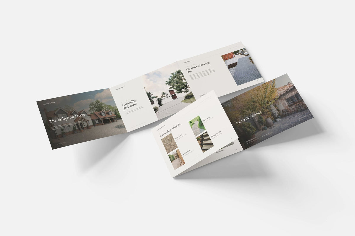 Driveway & Surfacing Contractor Project Pack in PowerPoint, fold out pages laid together