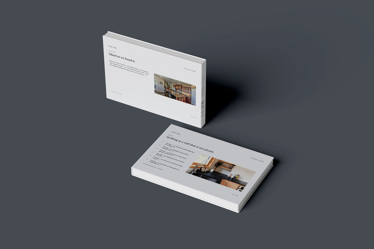 Stone Worktops Client Package, Slate colourway, floating books mockup