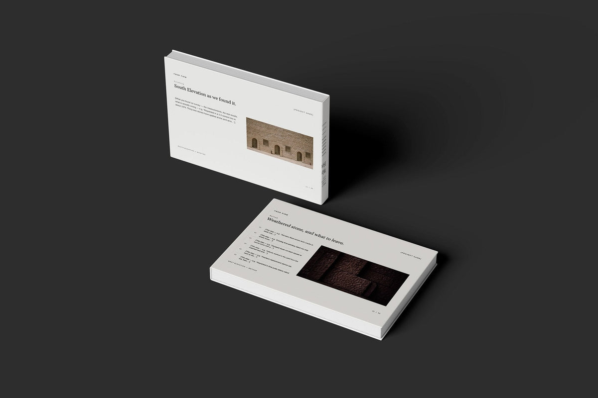 Stonemason Client Package, Ivory colourway, floating books mockup
