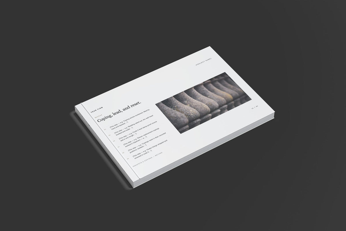 Stonemason Client Package, Slate colourway, closed magazine mockup