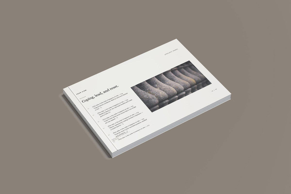 Stonemason Client Package, Standard colourway, closed magazine mockup