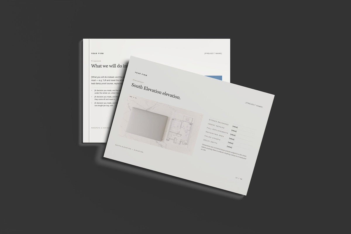 Stonemason Client Package, Standard colourway, front and back cover mockup