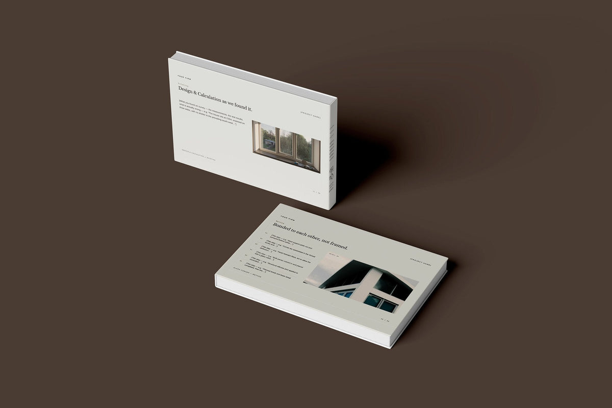 Structural Glazing Client Package, Oat colourway, floating books mockup