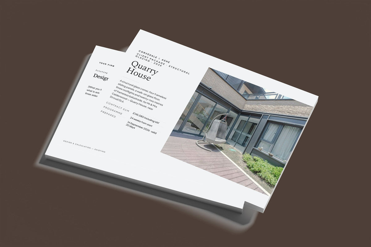 Structural Glazing Client Package, Slate colourway, stacked books mockup