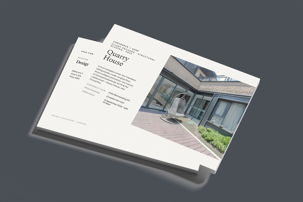 Structural Glazing Client Package, Standard colourway, stacked books mockup