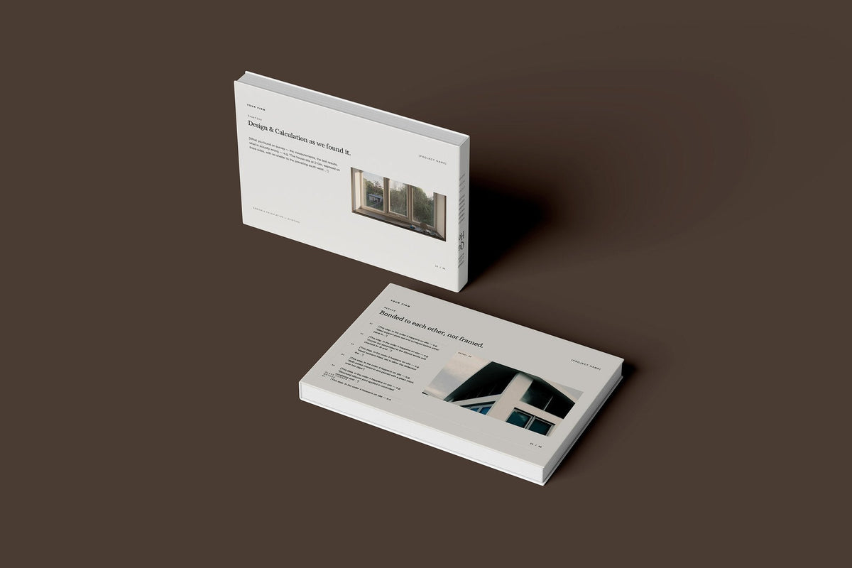 Structural Glazing Client Package, Standard colourway, floating books mockup