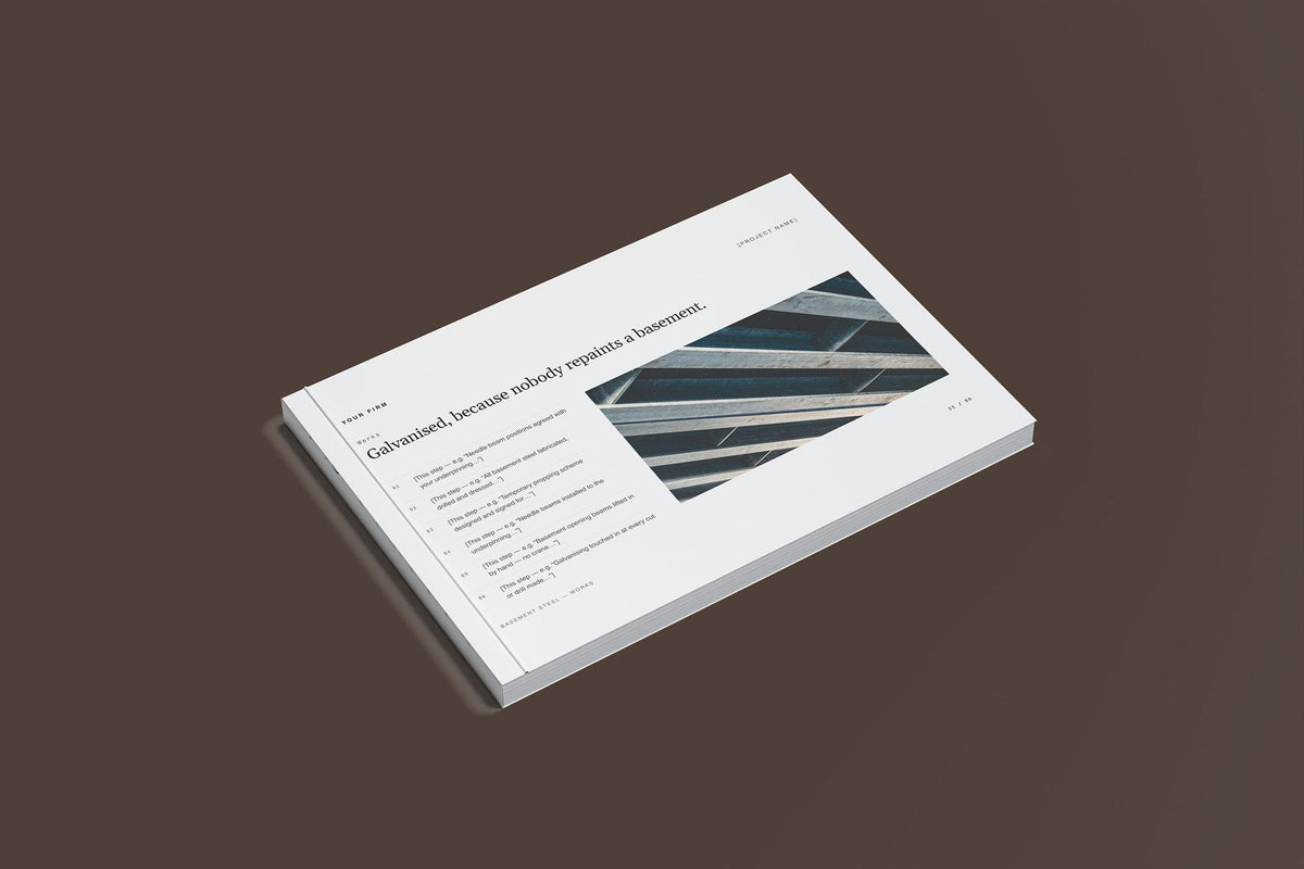 Structural Steel Client Package, Slate colourway, closed magazine mockup