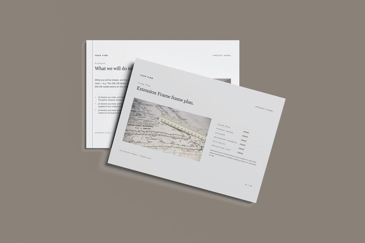 Structural Steel Client Package, Slate colourway, front and back cover mockup