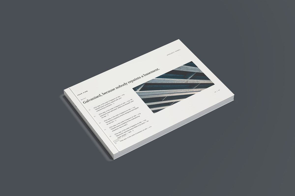 Structural Steel Client Package, Standard colourway, closed magazine mockup