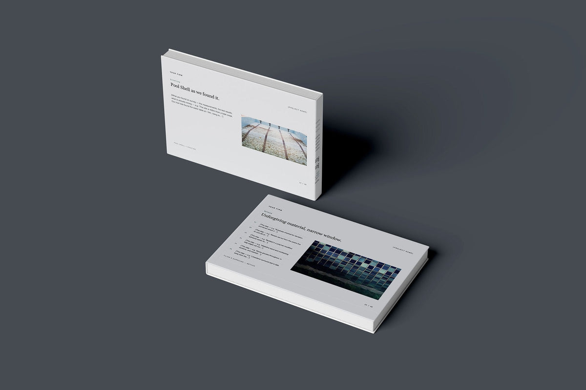 Swimming Pool Client Package, Slate colourway, floating books mockup