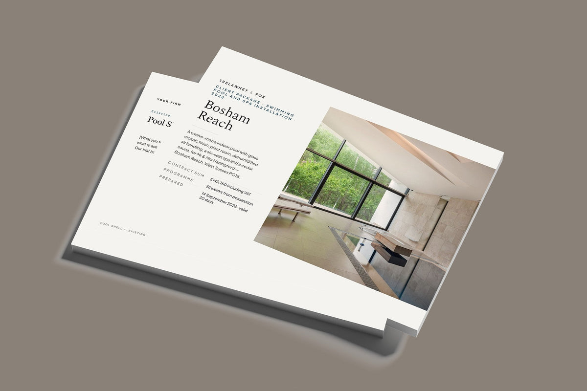 Swimming Pool Client Package, Standard colourway, stacked books mockup