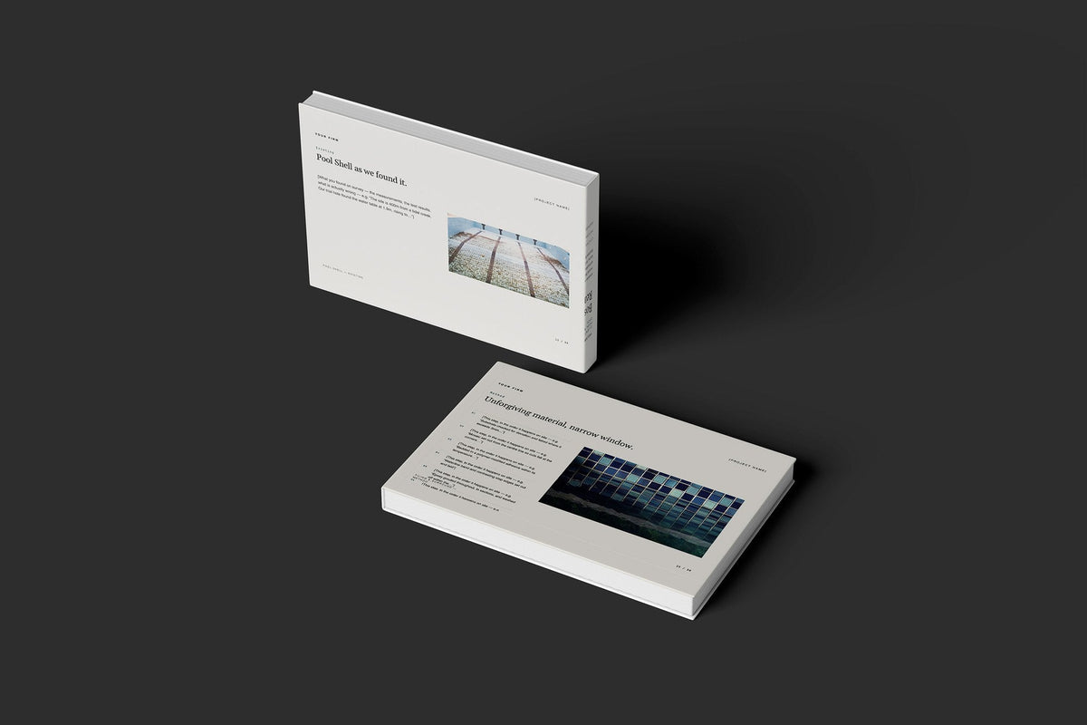 Swimming Pool Client Package, Standard colourway, floating books mockup