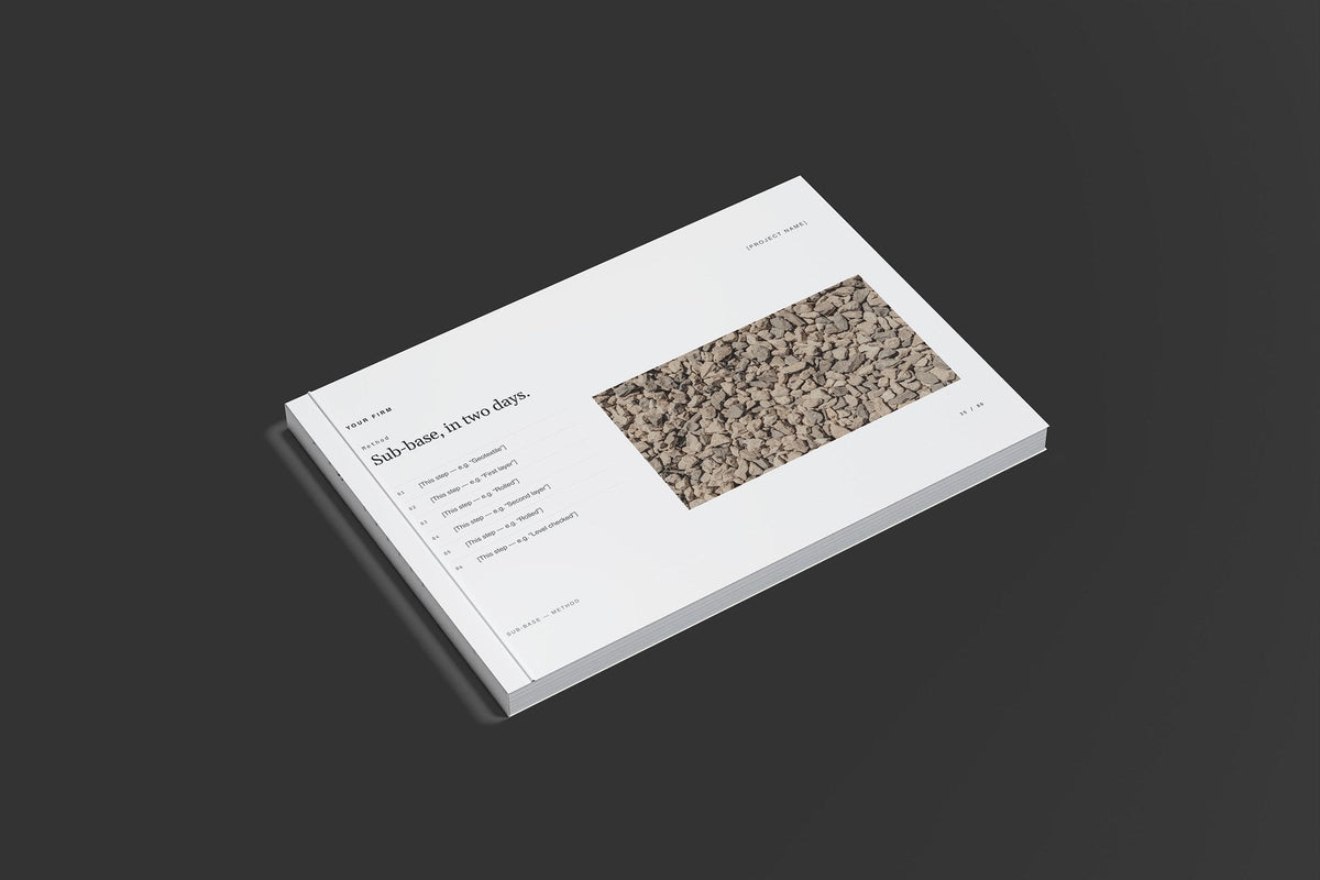 Tarmac Driveway Client Package, Slate colourway, closed magazine mockup
