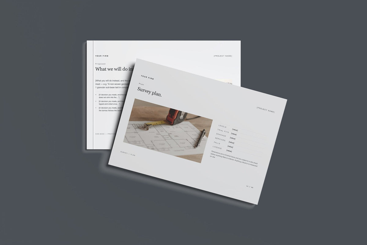 Tarmac Driveway Client Package, Slate colourway, front and back cover mockup