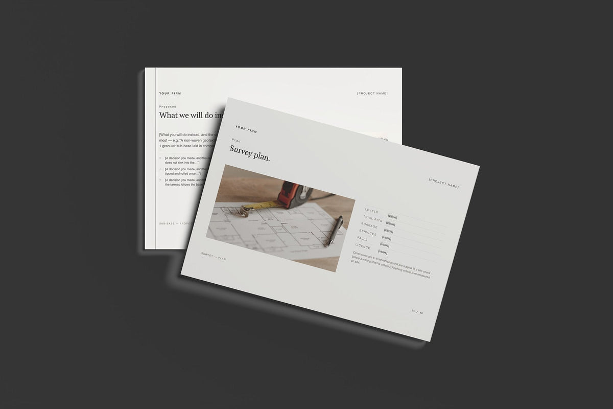 Tarmac Driveway Client Package, Standard colourway, front and back cover mockup