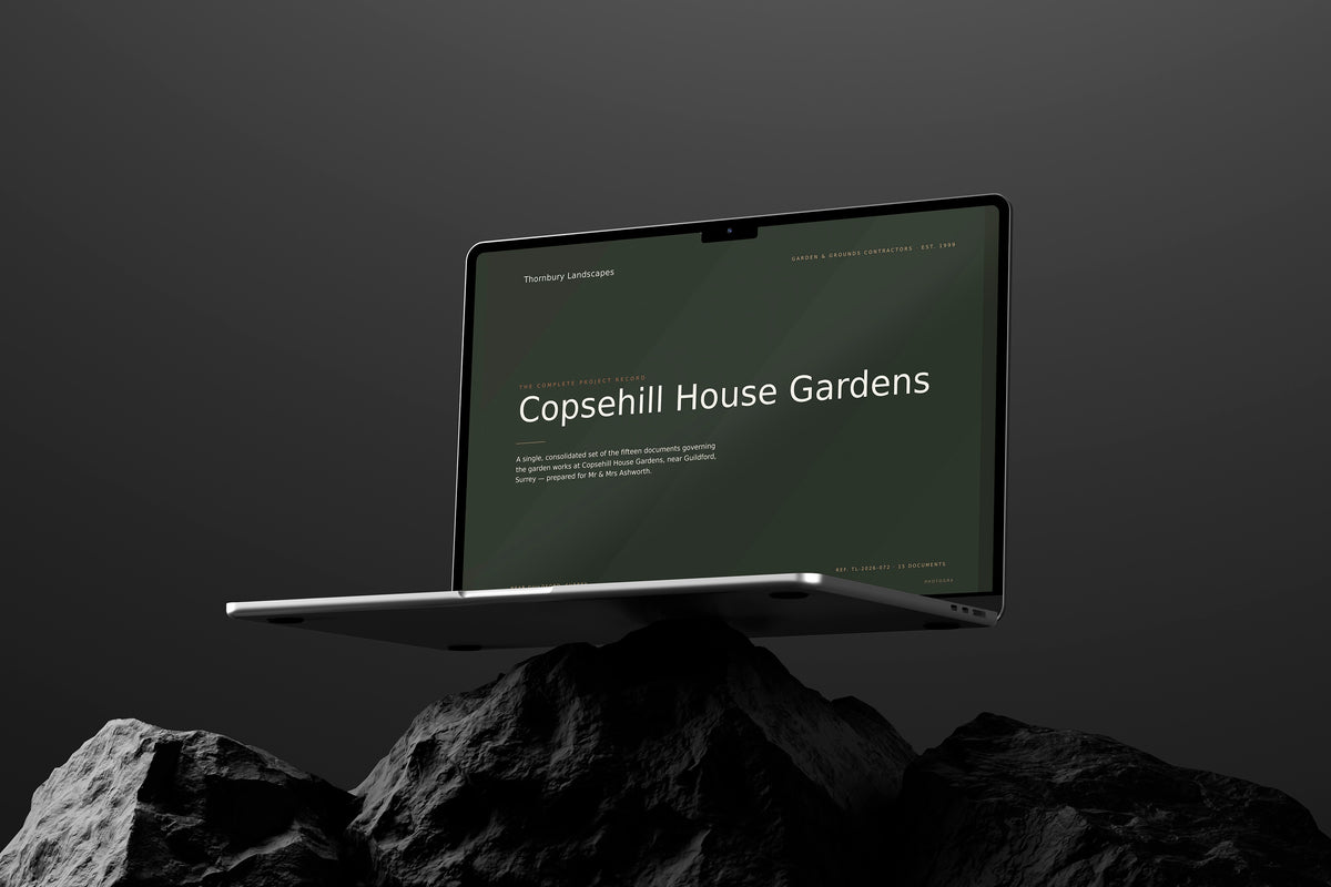 Landscape Gardener Project Pack in PowerPoint, shown on a laptop