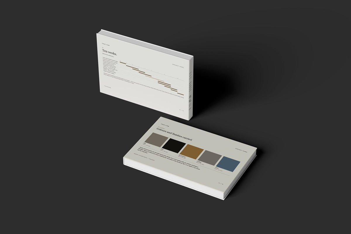 Tiler Client Package, Oat colourway, floating books mockup