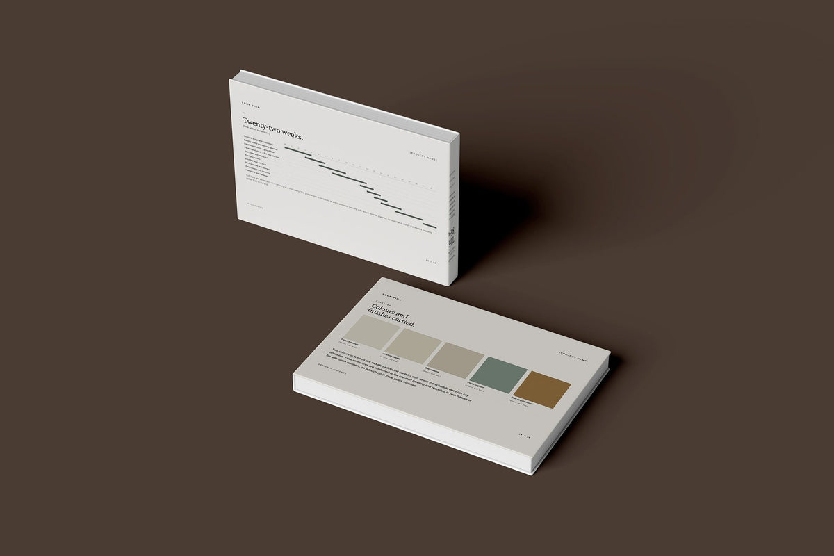 Timber Frame Client Package, Standard colourway, floating books mockup