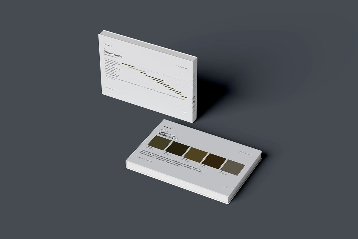 Tree Surgery Client Package, Slate colourway, floating books mockup