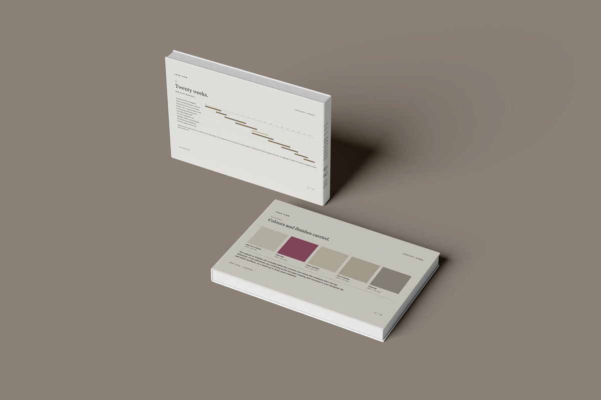 Underfloor Heating Client Package, Oat colourway, floating books mockup