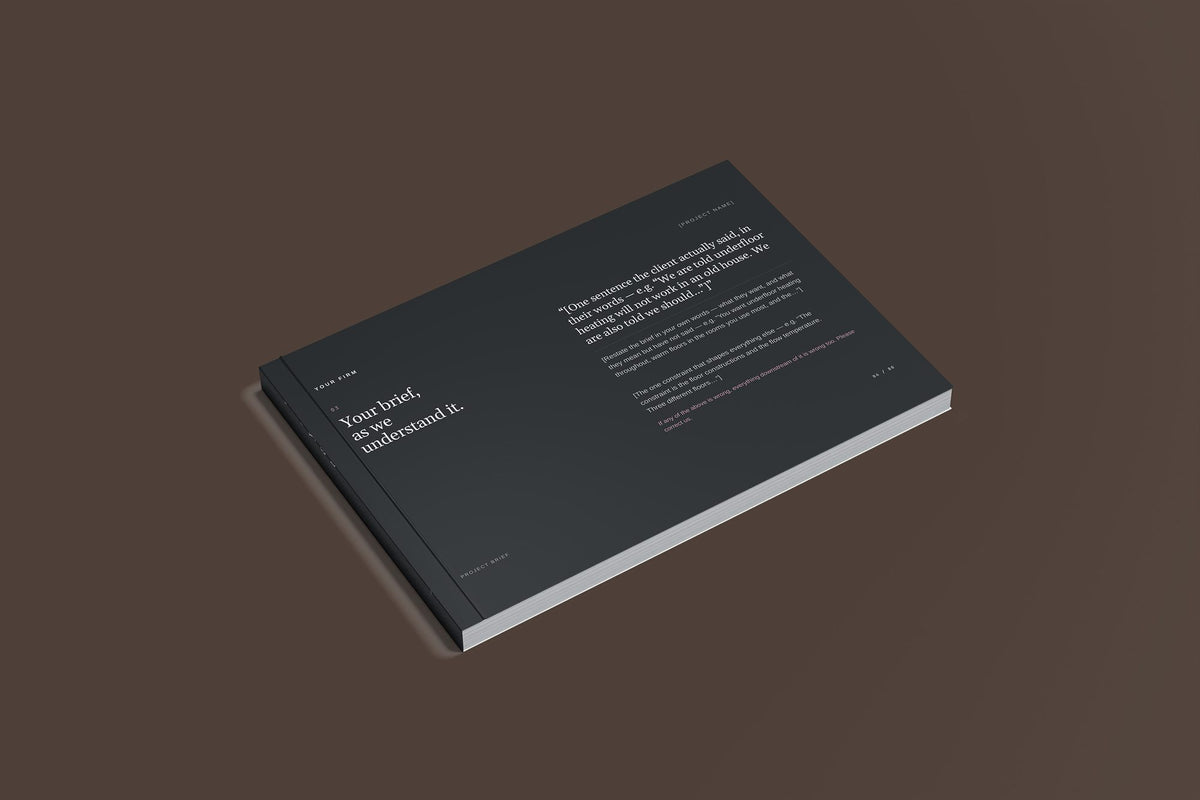 Underfloor Heating Client Package, Slate colourway, closed magazine mockup