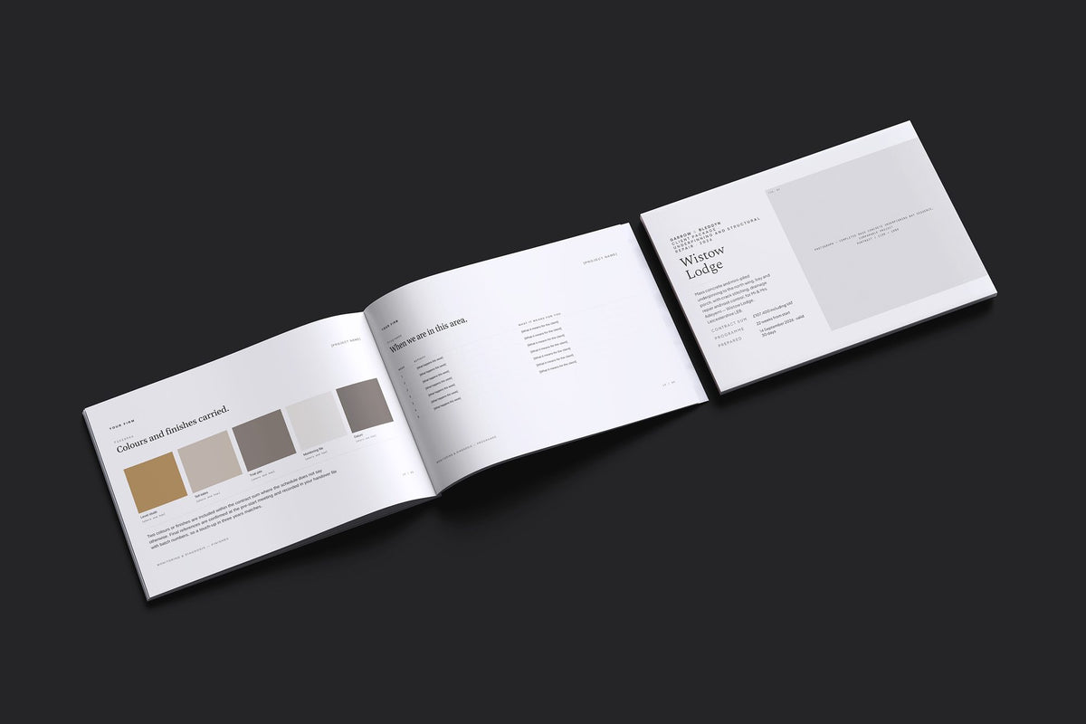 Underpinning Client Package, Ivory colourway, cover and inside spread mockup