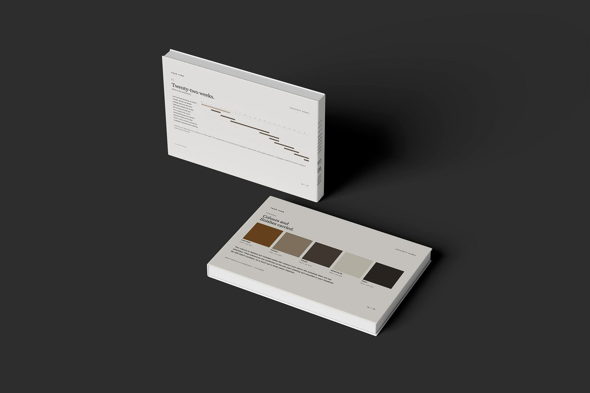 Underpinning Client Package, Standard colourway, floating books mockup