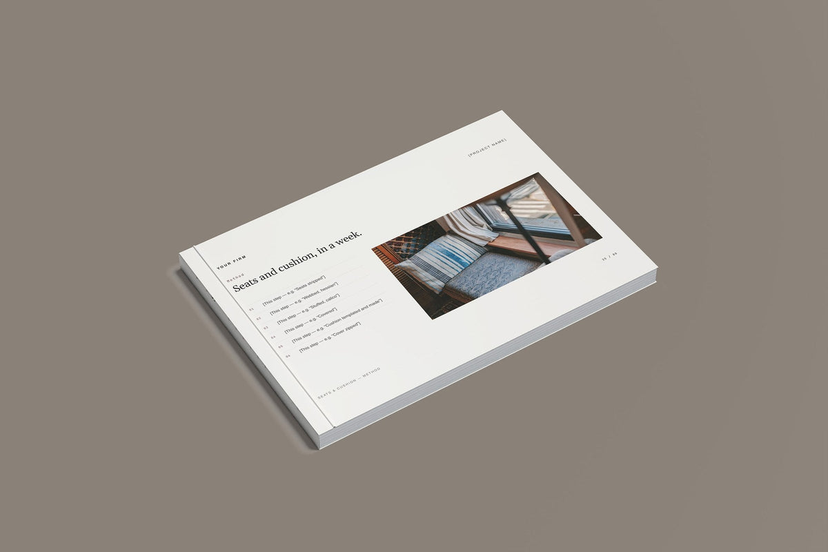 Upholstery Client Package, Standard colourway, closed magazine mockup