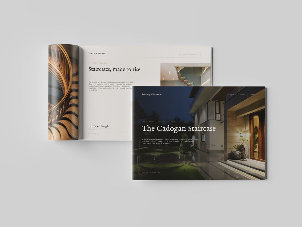 Staircase Maker Project Pack in PowerPoint, printed and open at an inside page