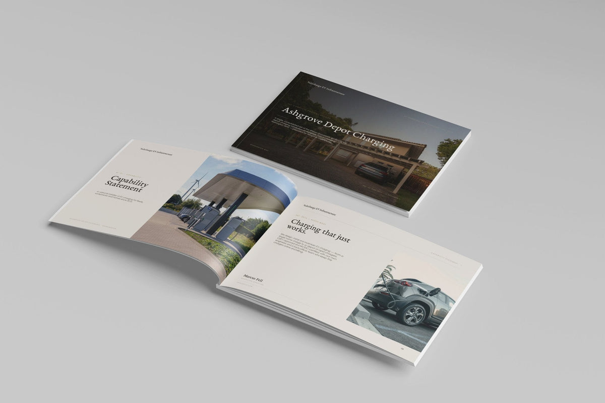 EV Charger Installer Project Pack in PowerPoint, printed cover shown at an angle