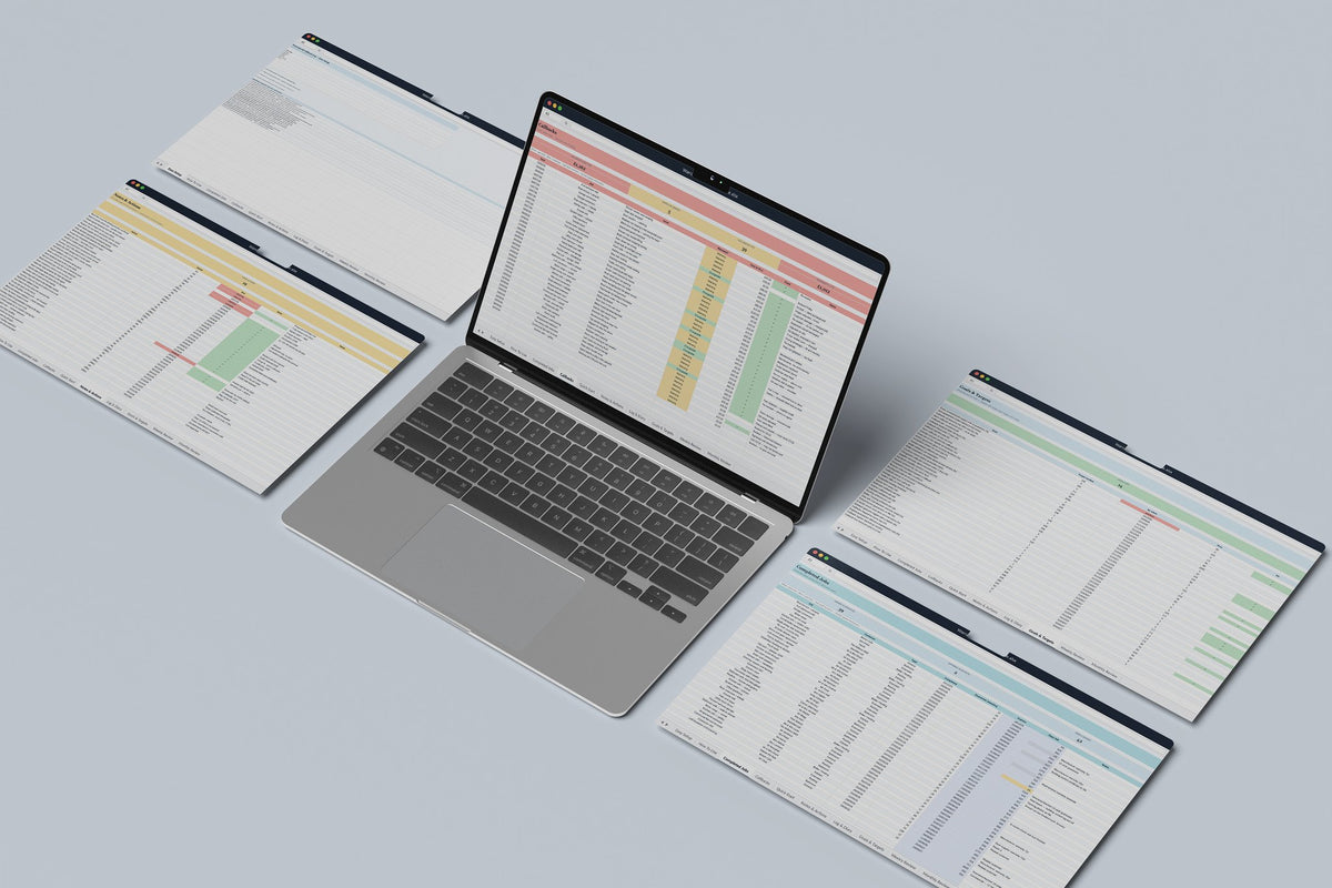 Warranty and Callback Log Excel template, Callbacks tab on a laptop screen