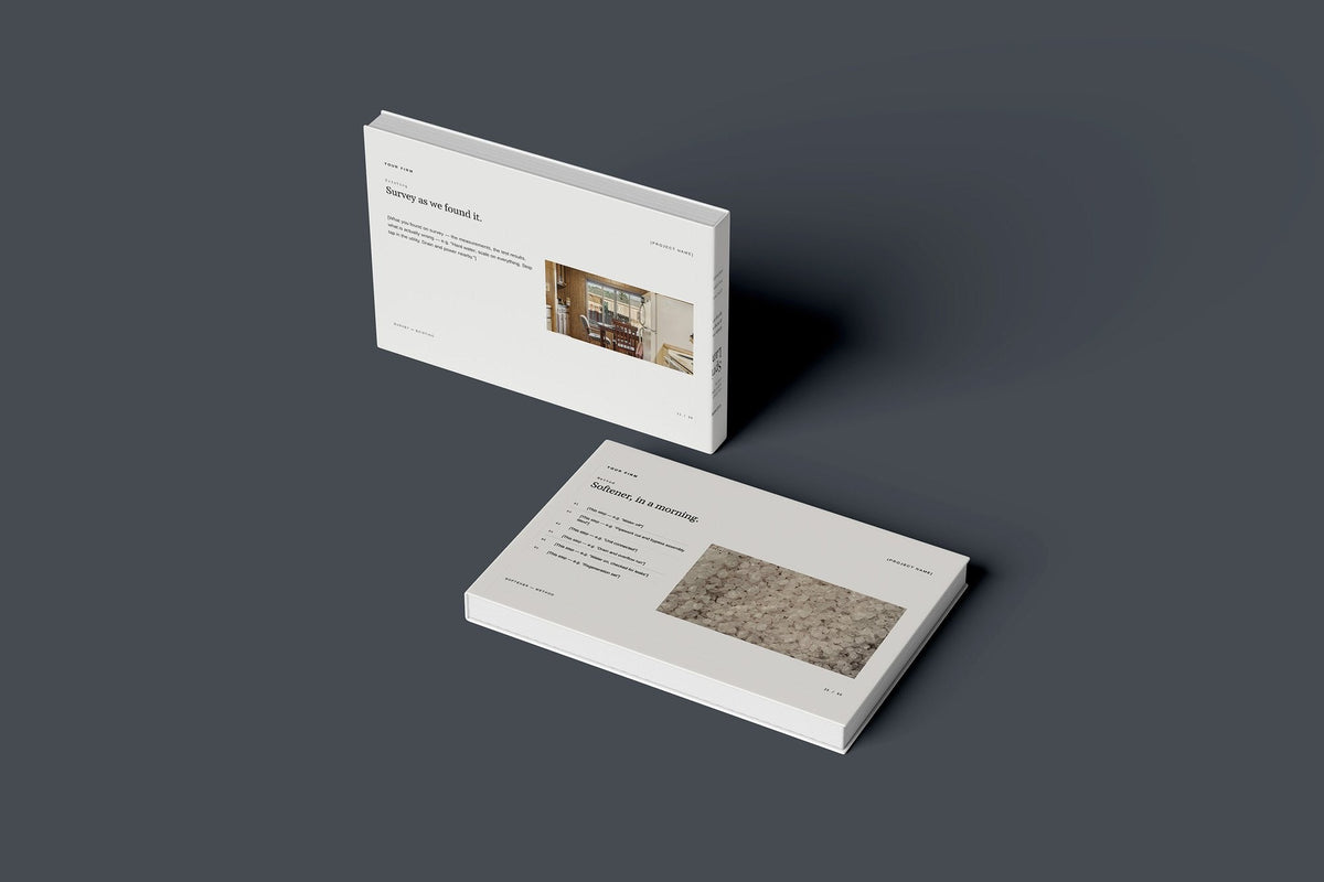 Water Softening and Filtration Client Package, Ivory colourway, floating books mockup