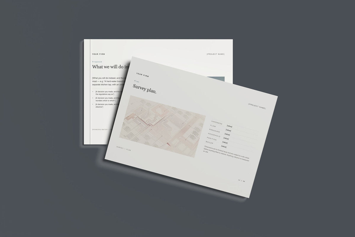 Water Softening and Filtration Client Package, Standard colourway, front and back cover mockup