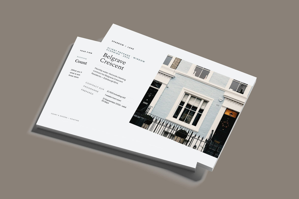 Window Cleaning Client Package, Slate colourway, stacked books mockup