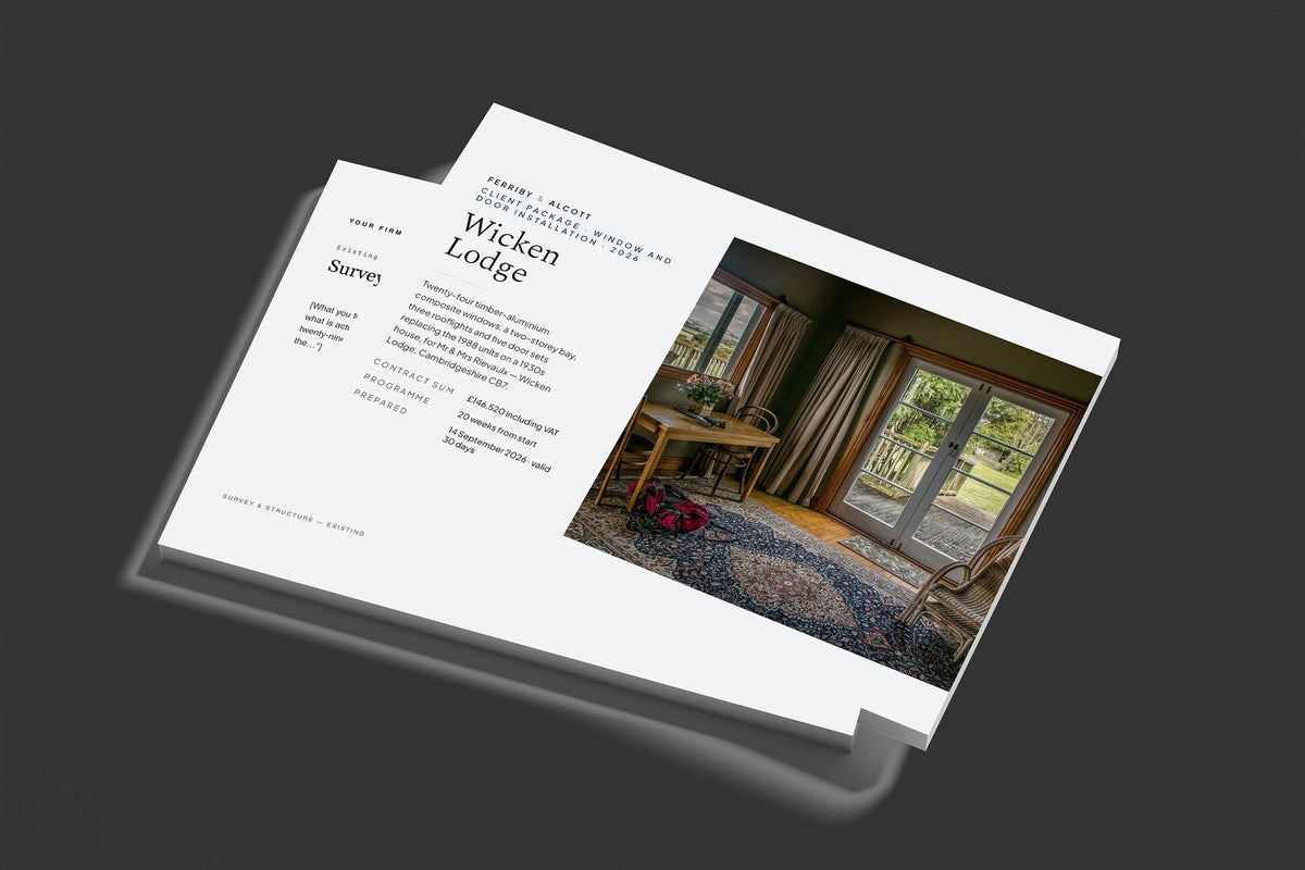 Windows and Doors Client Package, Slate colourway, stacked books mockup