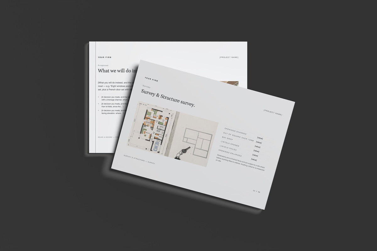 Windows and Doors Client Package, Slate colourway, front and back cover mockup