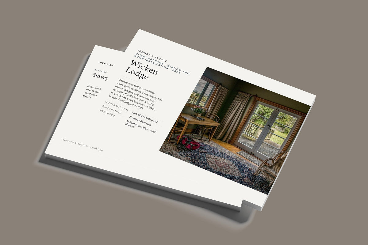 Windows and Doors Client Package, Standard colourway, stacked books mockup
